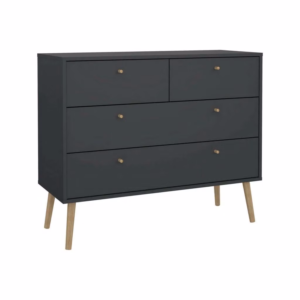 Cassettiera Pelagie DMORA Grigio, Comò e Settimino Multiuso per Camera da Letto, L 99 x P 39 x H 82 cm – 2