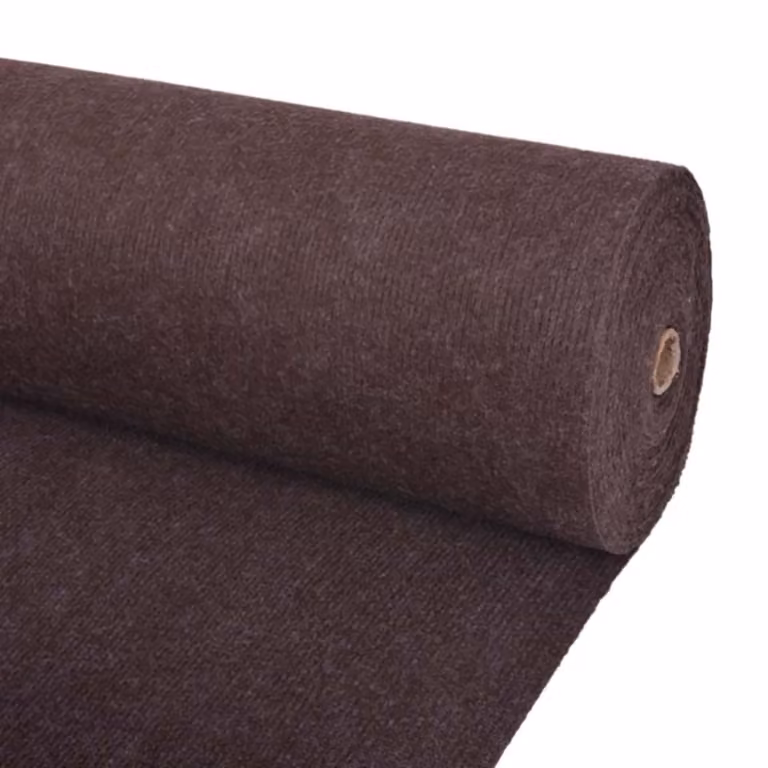 Tappeto moderno a strisce vidaXL marrone in poliestere, antiscivolo, L: 120 cm x P: 10 m