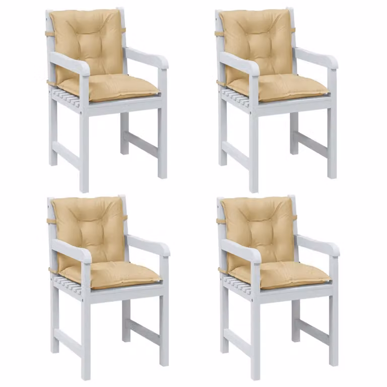Set di 4 cuscini per sedia vidaXL beige mélange, modello moderno con schienale basso, resistenti ai raggi UV e antiscivolo, L: 100 cm, P: 50 cm, H: 7 cm