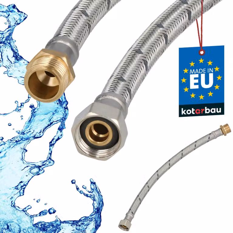 KOTARBAU® Tubo Flessibile per Rubinetto 3/8" x 3/8" Rinforzato 30cm Tubo Flessibile Rubinetto Cucina Maschio x Femmina Acciaio Inox
