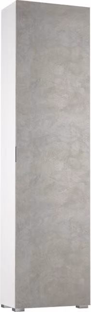 Scarpiera Terraneo con anta battente e ripiani interni, bianco e grigio cemento, L 50 x H 183 x P 30 cm – 1