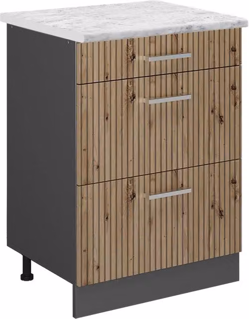 Mobiletto base per cucina R-Line Rovere artigianale/Antracite 60 cm PL Marmo Vicco