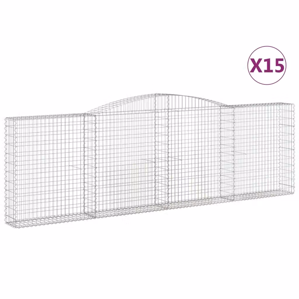 Set di 15 Cesti Gabbioni ad Arco Videx in Acciaio Zincato Colore Argento L: 400 cm, P: 30 cm, H: 120/140 cm – 2