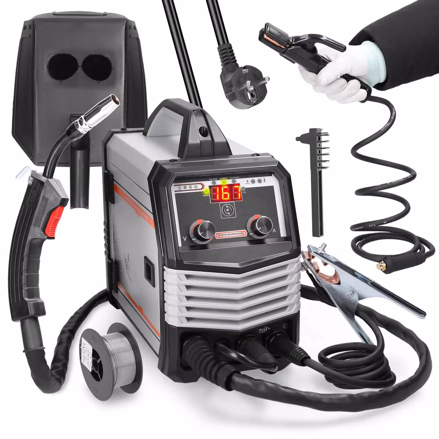 Apparecchio di saldatura - Saldatrice professionale 4-in-1 - Inverter digitale - MIG, MMA, MAG, TIG