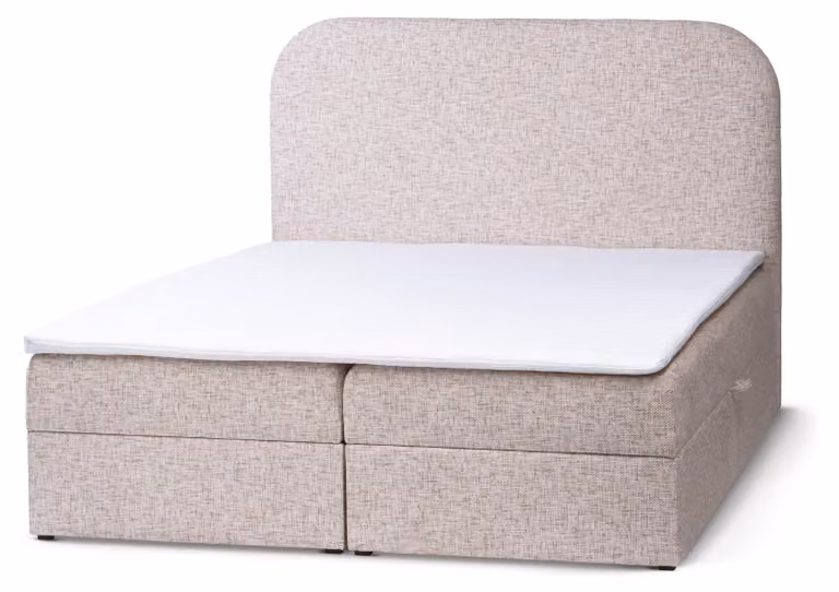 Letto con rete a molle rivestito in ecopelle color sabbia, dimensioni 120 x 200 cm