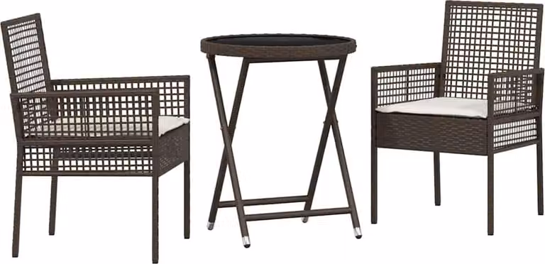Set Bistro da Giardino 3 pcs Marrone polyrattan