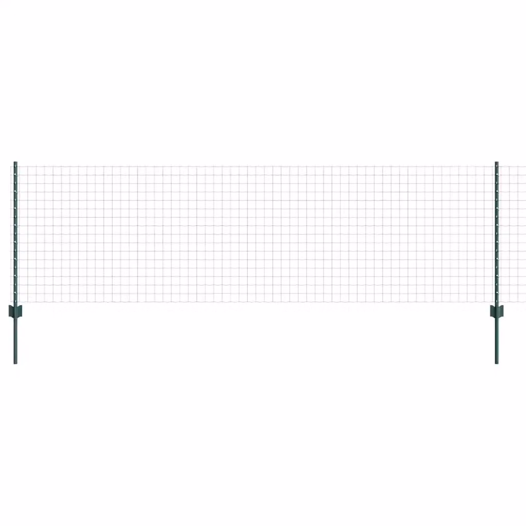 Recinzione Euro vidaXL in acciaio rivestito in PVC verde con palo rotondo per installazione interrata L: 25 m, H: 0,8 m – 2
