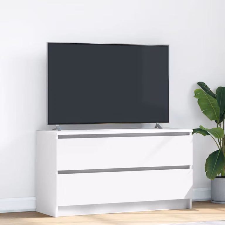 vidaXL Mobile Porta TV Bianco in Legno Multistrato L: 100 cm, P: 35 cm, H: 54 cm