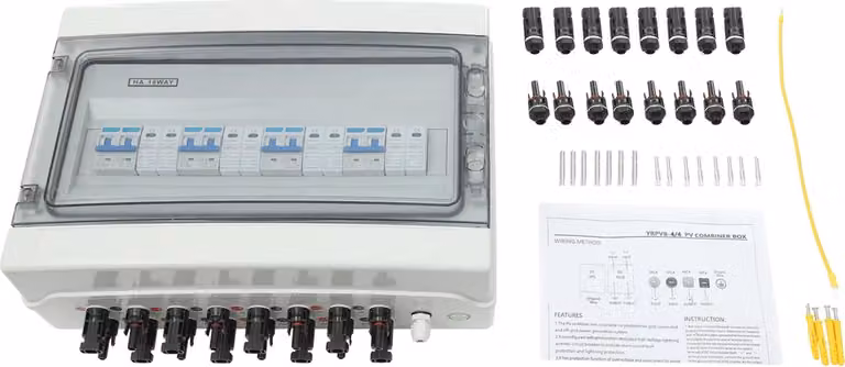 Scatola combinata solare, 4 ingressi 4 uscite, compatibilità 1000 VDC, 40A