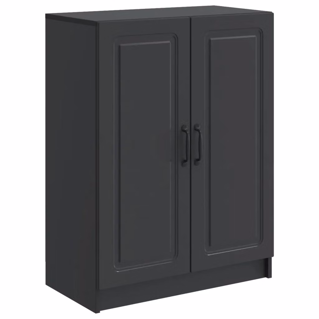 Credenza moderna in legno MDF nero lucido per soggiorno o sala da pranzo L/P/H: 66 x 34,5 x 87 cm – 2