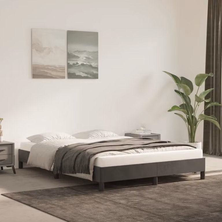 The Living Store Struttura letto grigio scuro 140x190 cm in velluto