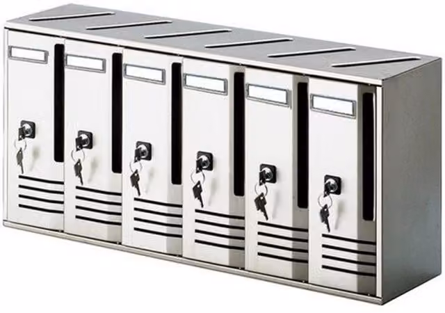 Cassetta Postale Condominiale Alubox a 6 Posti in Alluminio Argento L: 62 cm, H: 30 cm, P: 17,5 cm – 1
