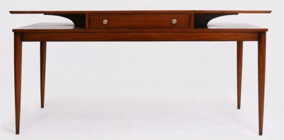 Casa Padrino scrivania art déco con cassetto marrone 154 x 80 x h. 78 cm - Scrivania in legno massello - Mobili per ufficio - Qualità lusso
