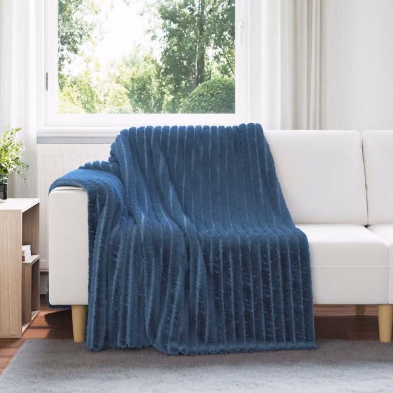 Set di 6 coperte in pile vidaXL blu, L 200 cm x P 150 cm