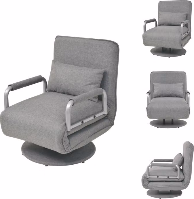 vidaXL Sedia girevole e divano letto in tessuto grigio chiaro - Poltrona