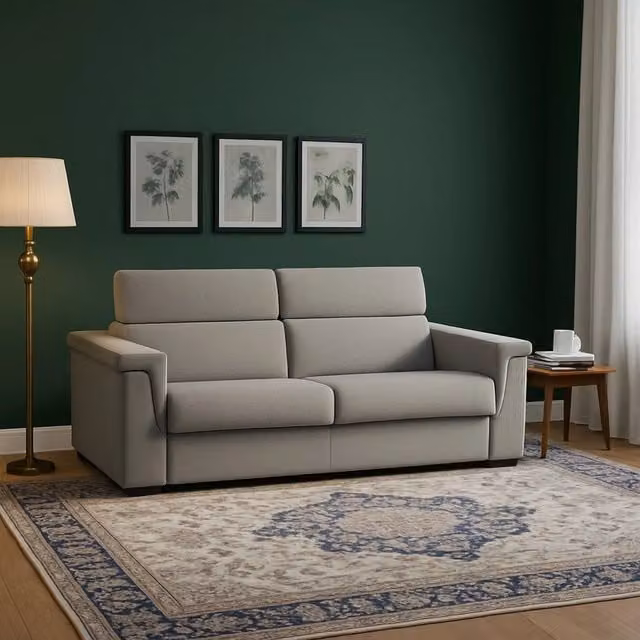 Divano Letto Rigolato DMORA a 2 Posti Sfoderabile in Tessuto Grigio Made in Italy L: 185 cm, P: 95 cm – 1