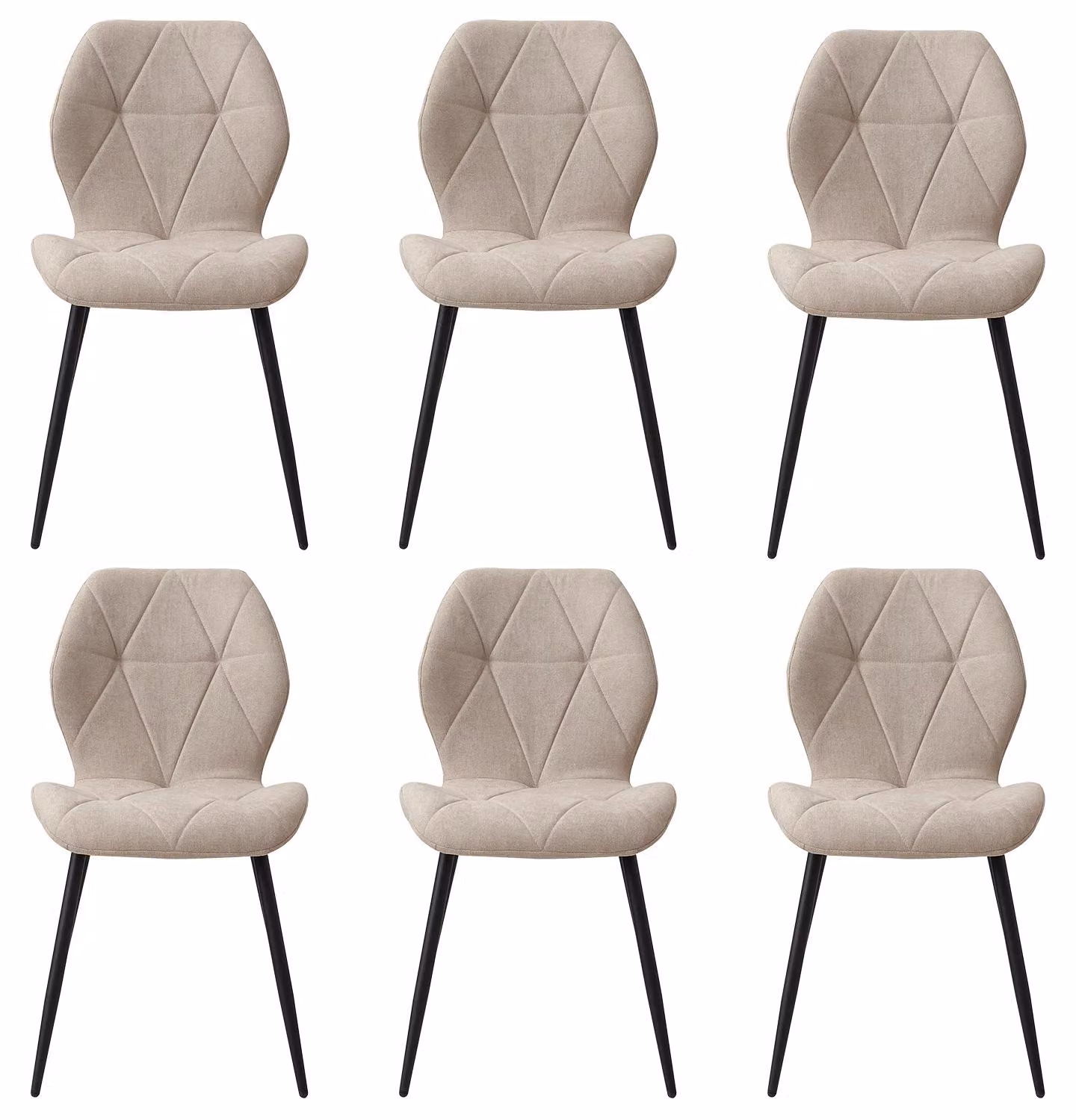 Set di 6 sedie da pranzo - Sedia da cucina moderna - Struttura in metallo - Design minimalista - Adatta per cucina, sala da pranzo e soggiorno - Colore beige