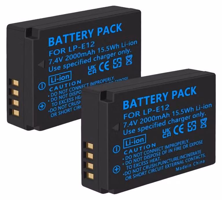 Batteria ricaricabile, caricabatterie doppio con display LCD, ricarica rapida, 2 batterie