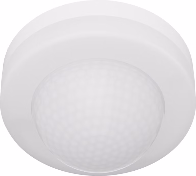 Sensore di movimento a soffitto Oktaplex Jim, tecnologia PIR, copertura a 360°, portata 10 metri, grado di protezione IP20, colore bianco, montaggio a soffitto, sensore di presenza