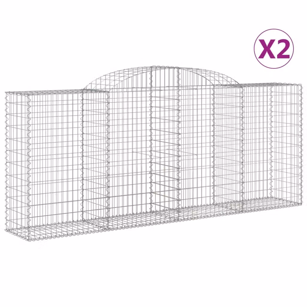 Cesti Gabbioni ad Arco 2 pz 300x50x120/140 cm Ferro Zincato