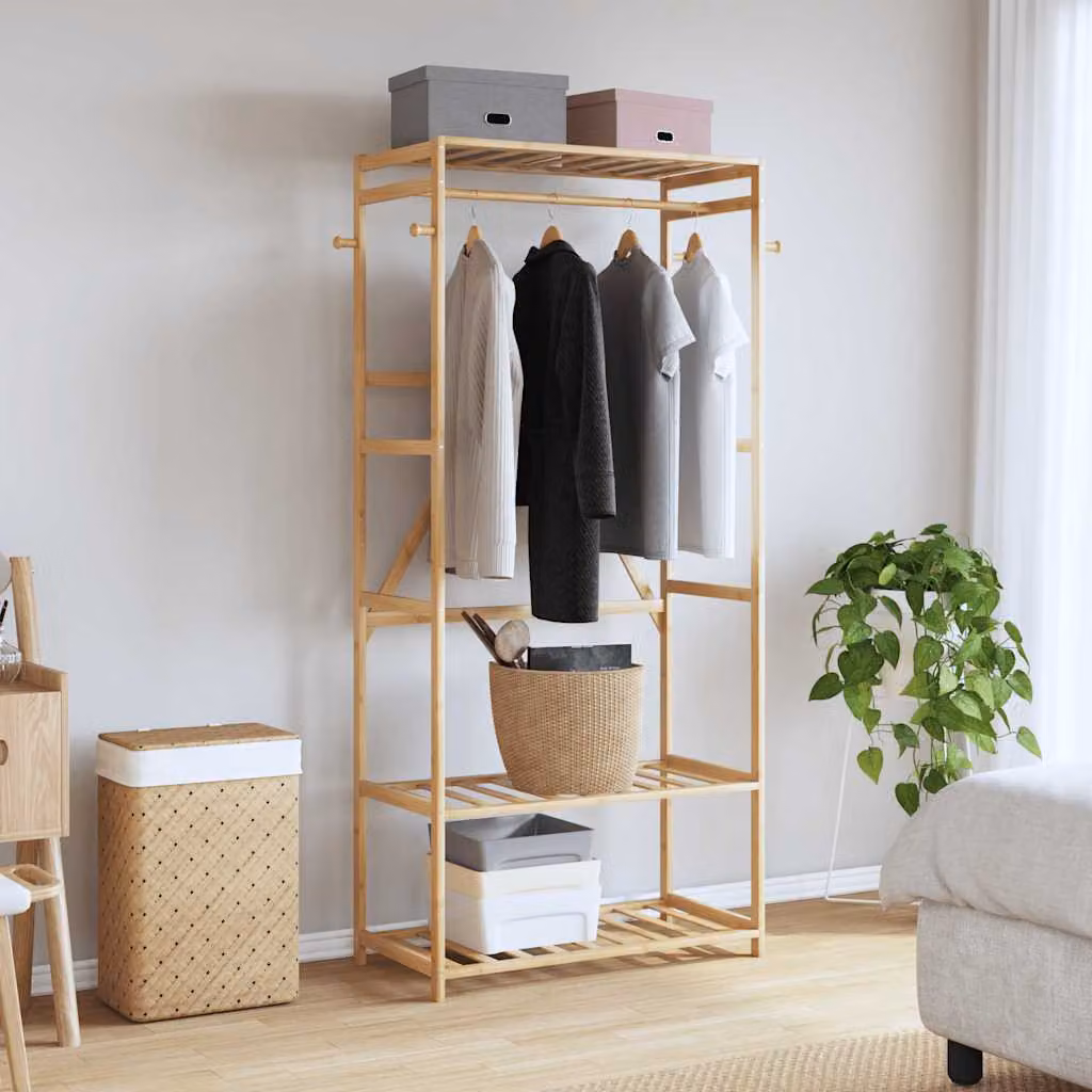 vidaXL Appendiabiti con Ripiani 80x40x175 cm in Bambù