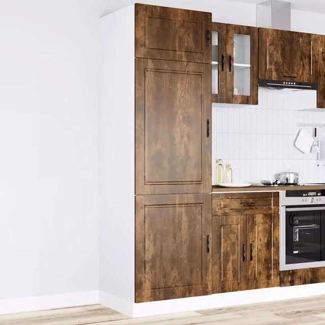 Armadio da Cucina-Credenza da Cucina Porto Rovere Fumo in Legno Multistrato