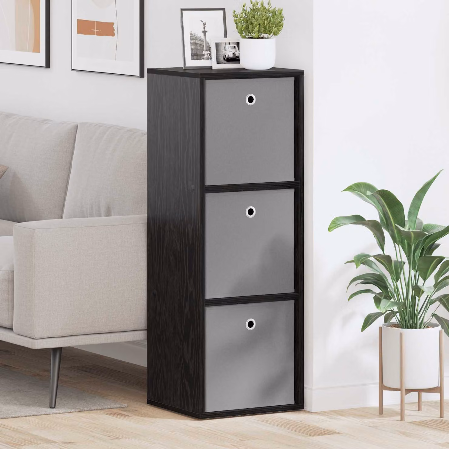 Credenza con cassetto vidaXL in Rovere Nero, design minimalista per soggiorno o sala da pranzo, L 35 cm x P 32 cm x H 99,5 cm