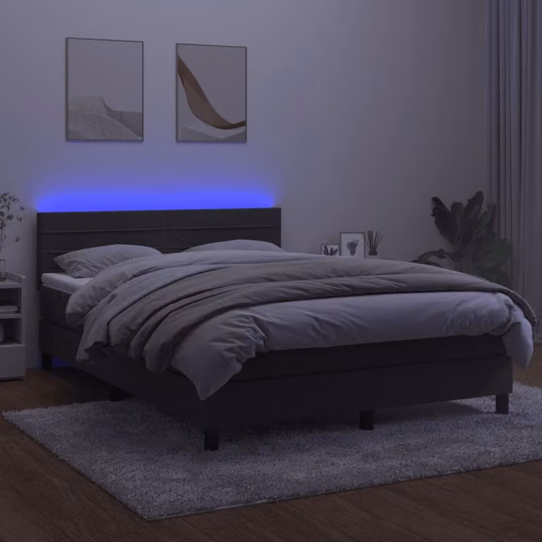 Maison Exclusive - Letto a Molle con Materasso e LED Grigio Scuro 140x190 cm