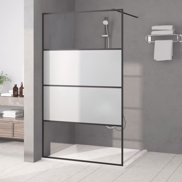 Parete Doccia Walk in vidaXL in Vetro Semi Smerigliato L: 115 cm, H: 195 cm