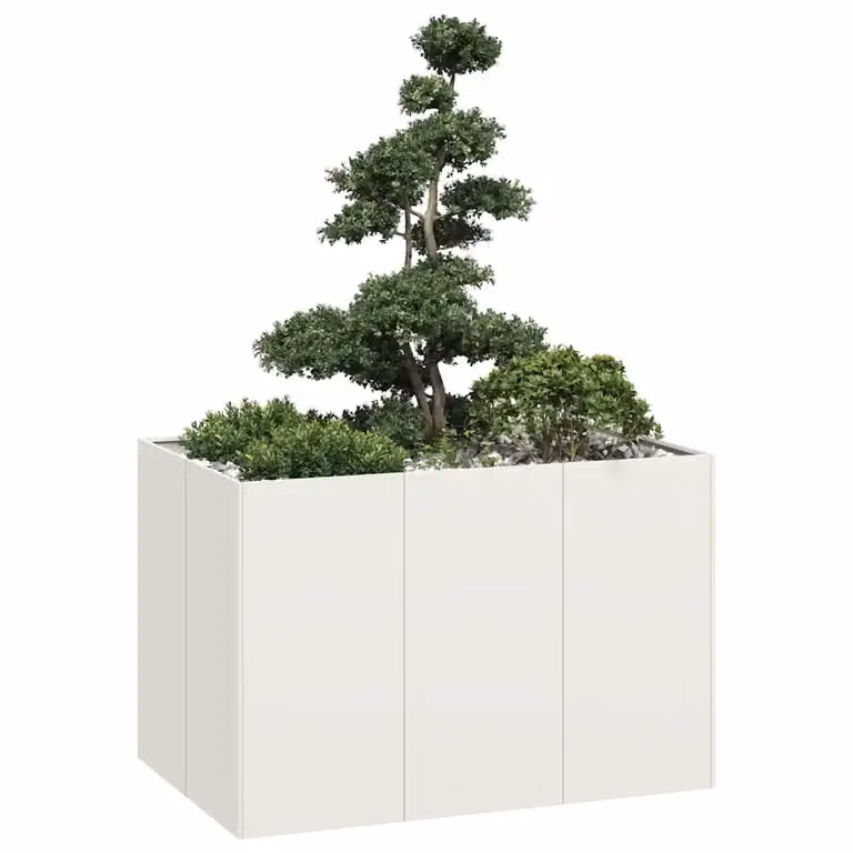 Fioriera bianca vidaXL in acciaio L: 120 cm, P: 80 cm, H: 80 cm