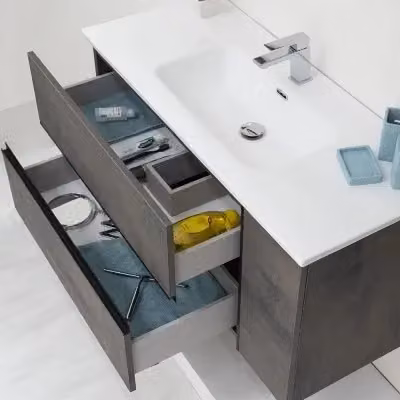 Mobile Bagno Sospeso INBAGNO Stile Industrial Grigio con Mobile Specchio L: 90 cm, P: 48 cm, H: 57,5 cm – 2