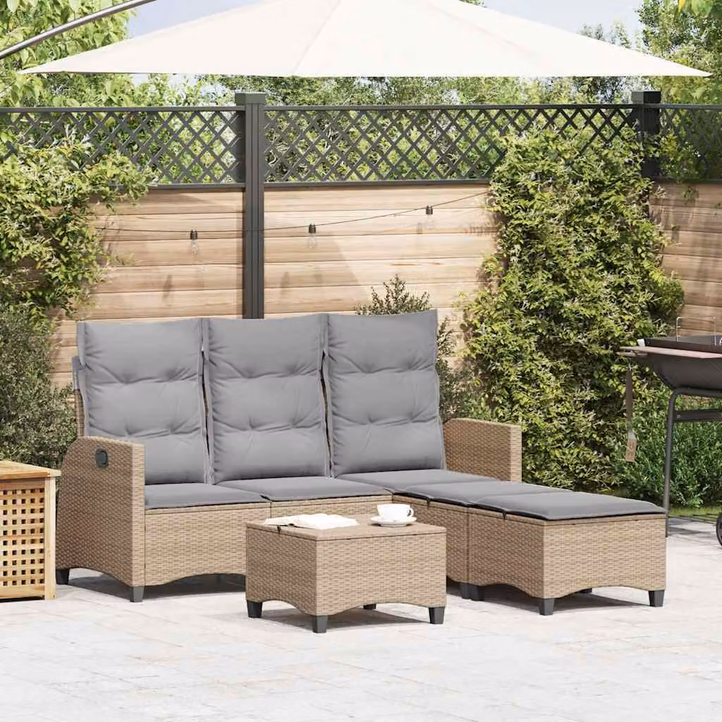 Maison Exclusive - Set Divano da Giardino 3 pz con Cuscini a L Beige in Polyrattan