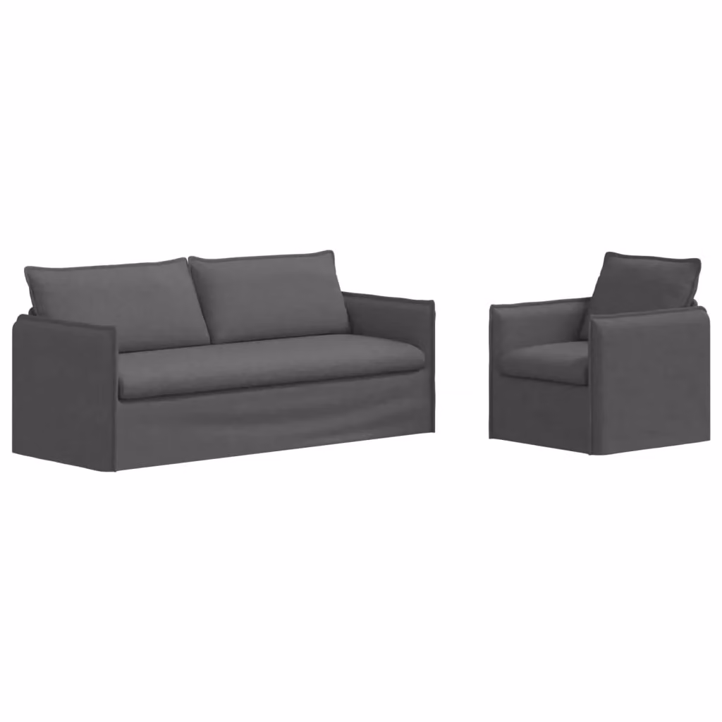 Set di 2 divani vidaXL moderni in tessuto grigio con struttura in metallo L: 196 cm, P: 82 cm, H: 85 cm – 2