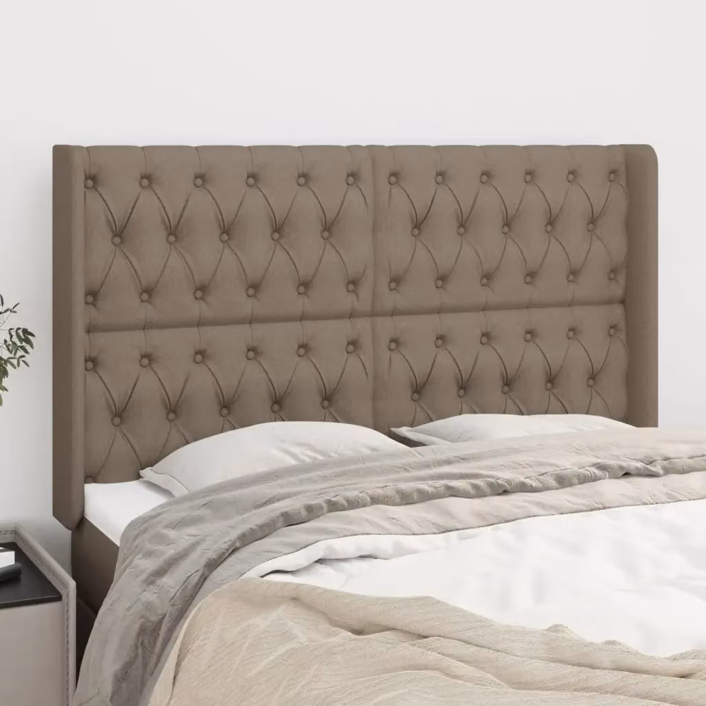 Testata ad orecchio in tessuto beige con struttura in legno di larice L: 163 cm, P: 16 cm, H: 118/128 cm – 2