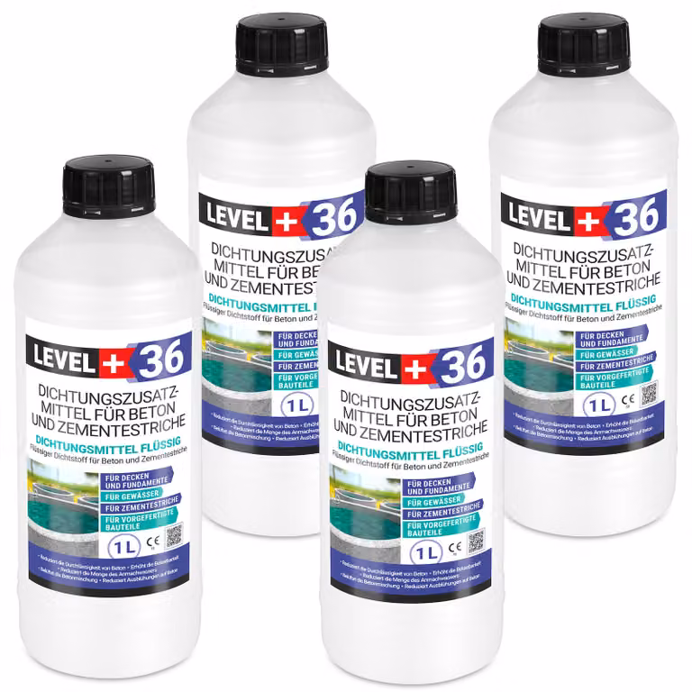Plastificante impermeabilizzante per calcestruzzo e massetti 4L Livello+36
