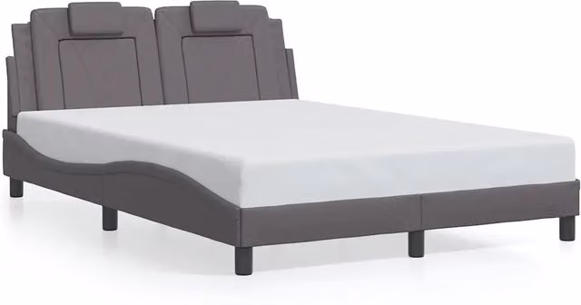 Letto matrimoniale | Letto per adulti | Giroletto Viana senza Materasso Grigio 140x200 cm in Similpelle