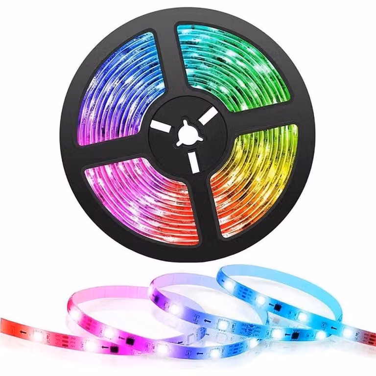 Kit striscia LED RGB Smart WiFi Techstar®, SMD 5050, 5m, DC 5V, USB, Control Vocale, Compatibile con Alexa Amazon e Google Home, Nero