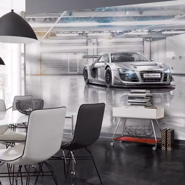 Fotomurale KOMAR Audi design astratto moderno bianco e nero L: 368 cm, H: 254 cm