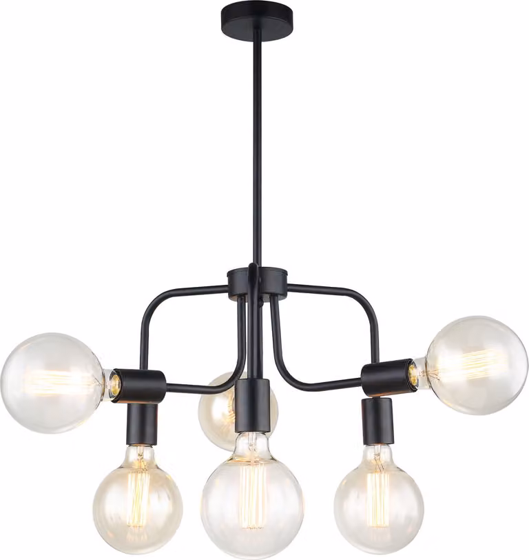 Lampadario Kristy nero 6xE27x60W in metallo, dimensioni: 55x42x42 cm, IP20, Italux