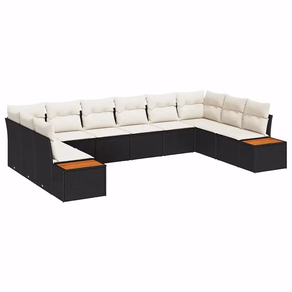 Set Divano da Giardino vidaXL in Polyrattan Nero con Cuscini e Struttura in Metallo – 2