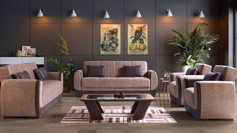 Moderne Sofagarnitur Sessel Textil Sofa Luxus Komplett Luxus 3+2+1+1 Sitzer