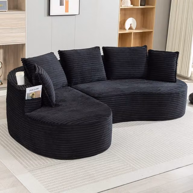 Sofa in velluto - Zephmum - Morbido, traspirante con porta bicchieri e tasca