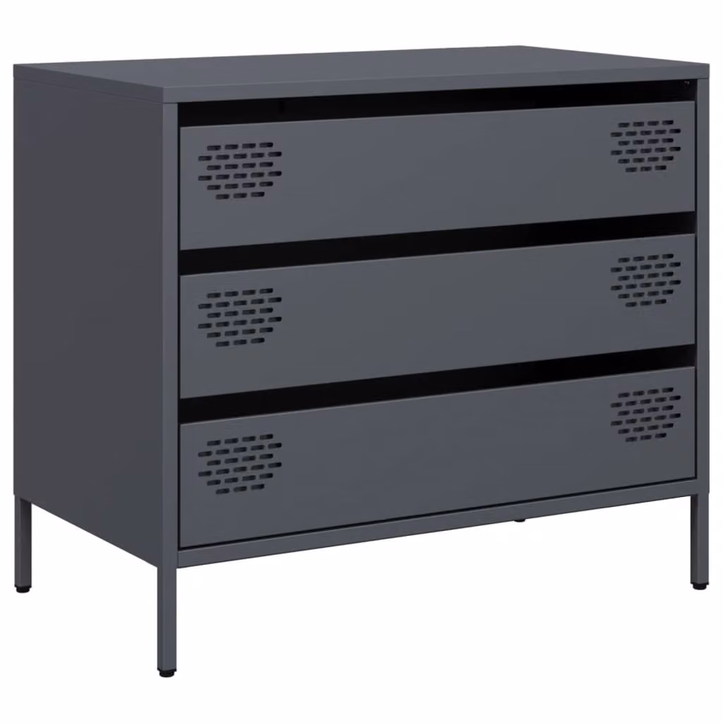 Credenza Antracite 68x39x58,5 cm in Acciaio Laminato a Freddo