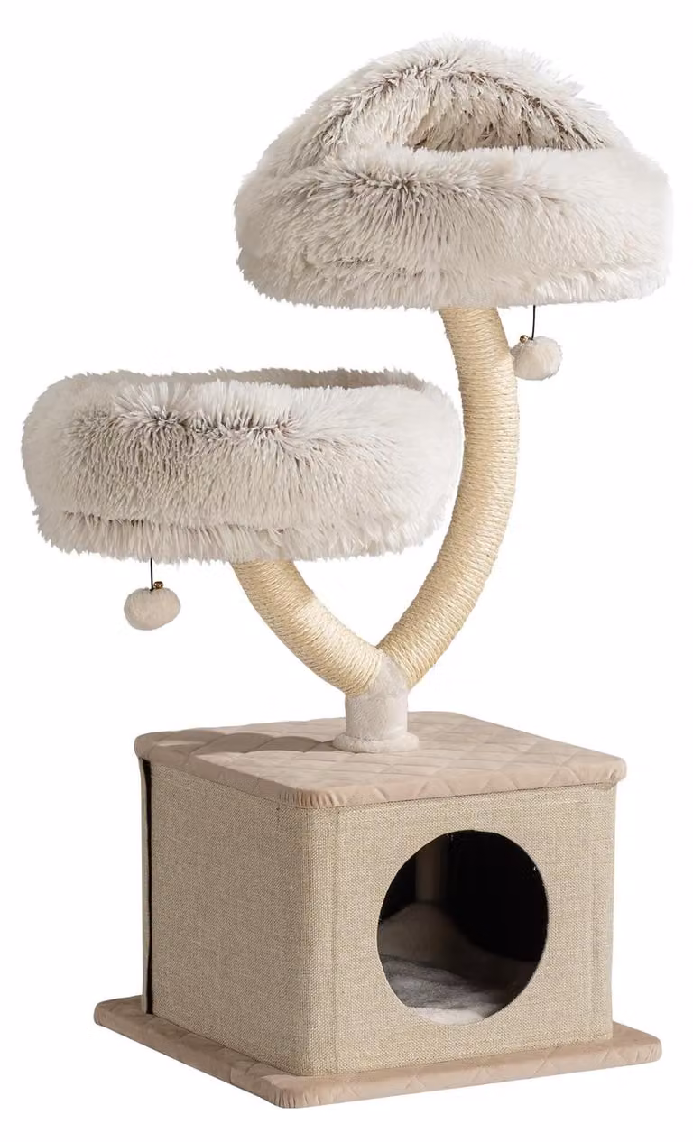Tiragraffi per gatti - Modello ad albero 95 cm - Sisal - Peluche - Con grotta