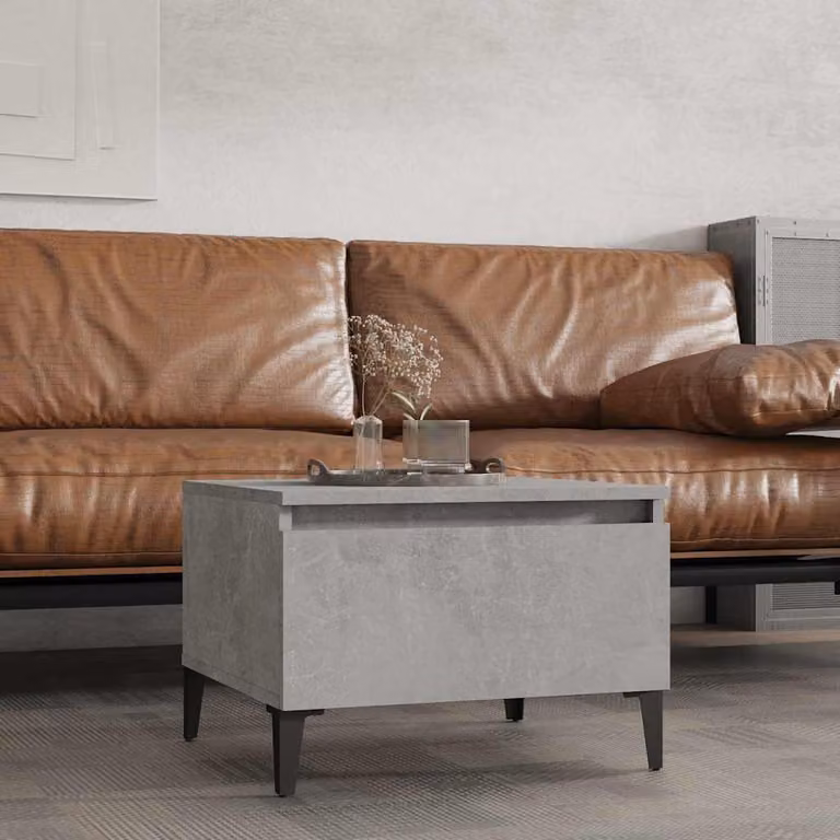 vidaXL Tavolino Quadrato in Stile Industriale Grigio con Finitura Opaca L: 50 cm, P: 46 cm, H: 35 cm