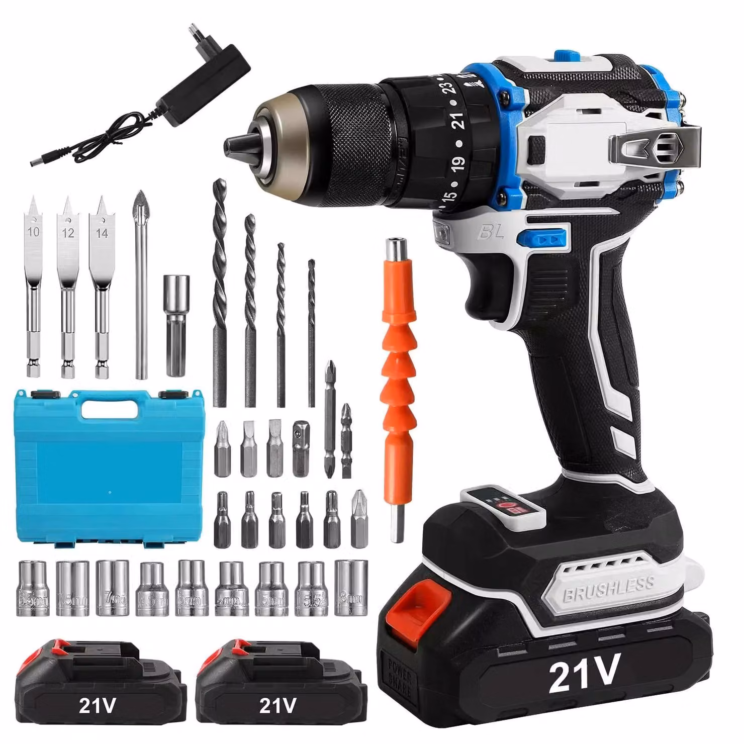 Trapano avvitatore a percussione, motore brushless, 25 livelli di coppia, attacco utensile D, alimentazione a batteria