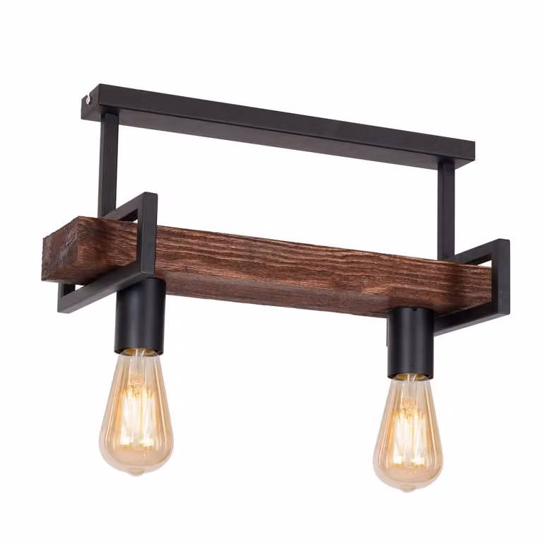 Lampada da soffitto industriale in legno nero Hard 2xE27 15W Luminex