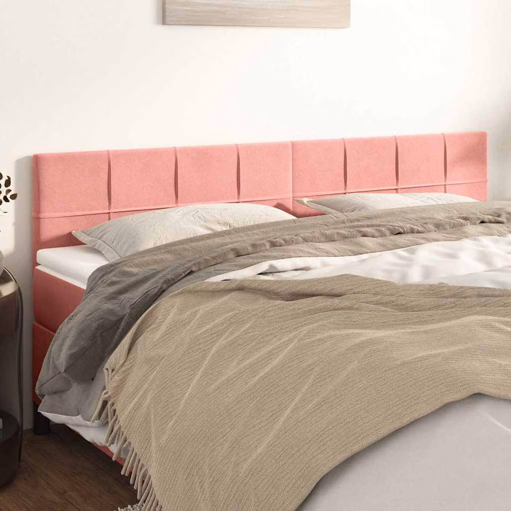 Testiera per letto vidaXL in velluto rosa con pannello imbottito, L: 180 cm, P: 5 cm, H: 78-88 cm