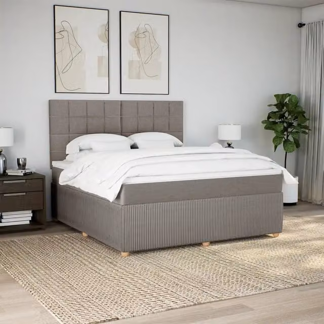 Letto Ibrido con Materasso vidaXL in Tessuto Beige e Grigio L/P: 180 x 200 cm
