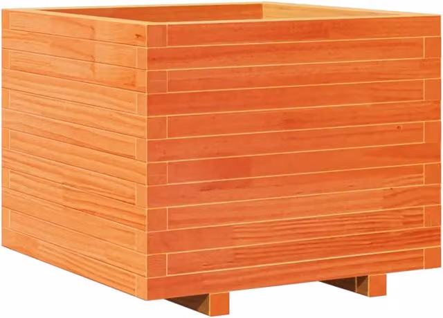 Fioriera in legno massello di pino marrone cera per giardino, L: 60 cm, P: 60 cm, H: 49,5 cm
